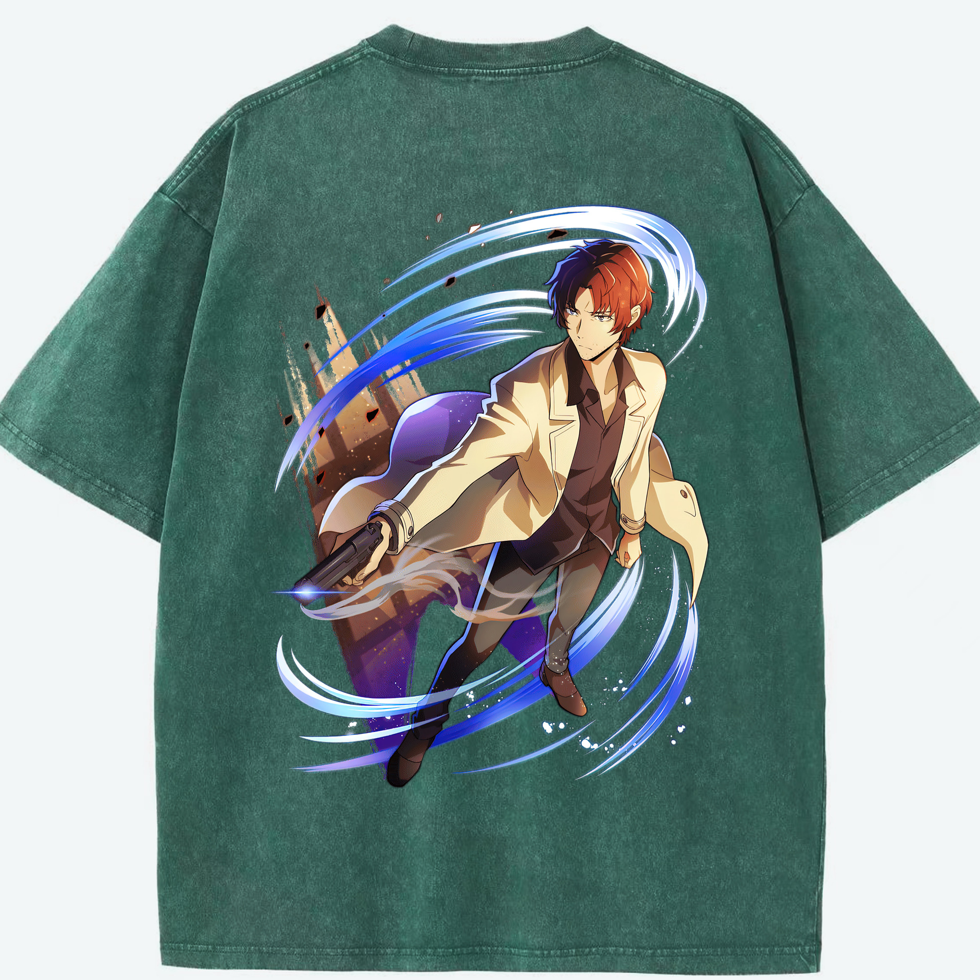 （画像用） 文豪ストレイドッグス Bungo Stray Dogs 綿100% ヴィンテージ風 半袖Tシャツ（背面プリント）